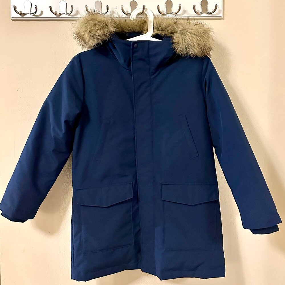 Uniqlo Kids Parka w/Fur-Lined Hood Navy Blue Size 9-10 YRS